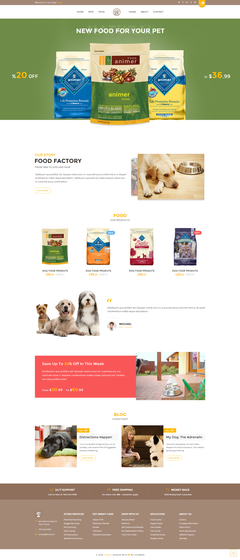 Animer 基于Bootstrap的寵物食品電商模板，打造專業狗糧商城